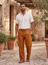 Rust Brown Linen-Style Drawstring Pants