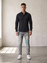 Artistic Paint-Splatter Denim Jeans