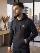 Black Textured Pullover Hoodie