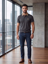 Black Patterned Collar Polo T-Shirt