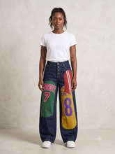 Women's Varsity Patchwork Wide-Leg Jeans