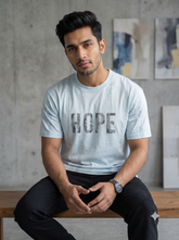 Men's Pale Blue "HOPE" Graphic Print T-Shirt