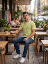 Men's Lime Green Henley T-Shirt