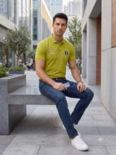 Men's Olive Green Badge-Detail Polo Shirt