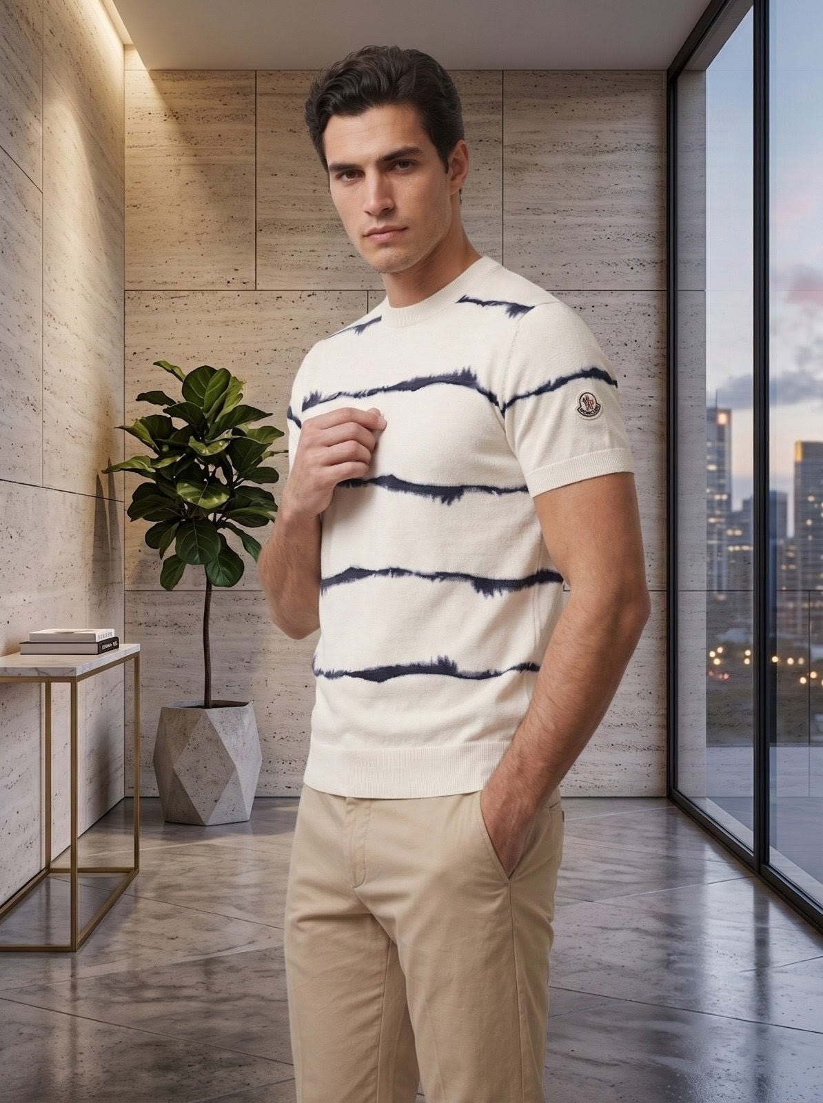 White Striped Short-Sleeve T-Shirt