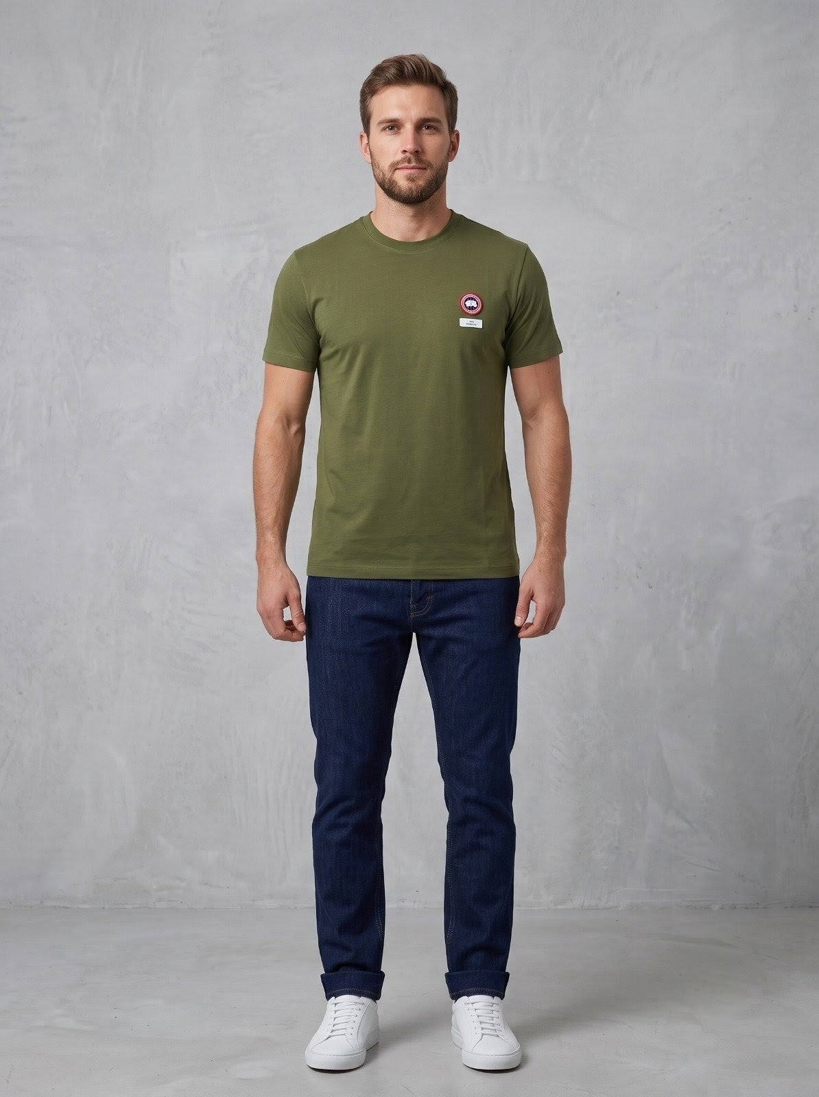 Olive Green Casual Graphic T-Shirt