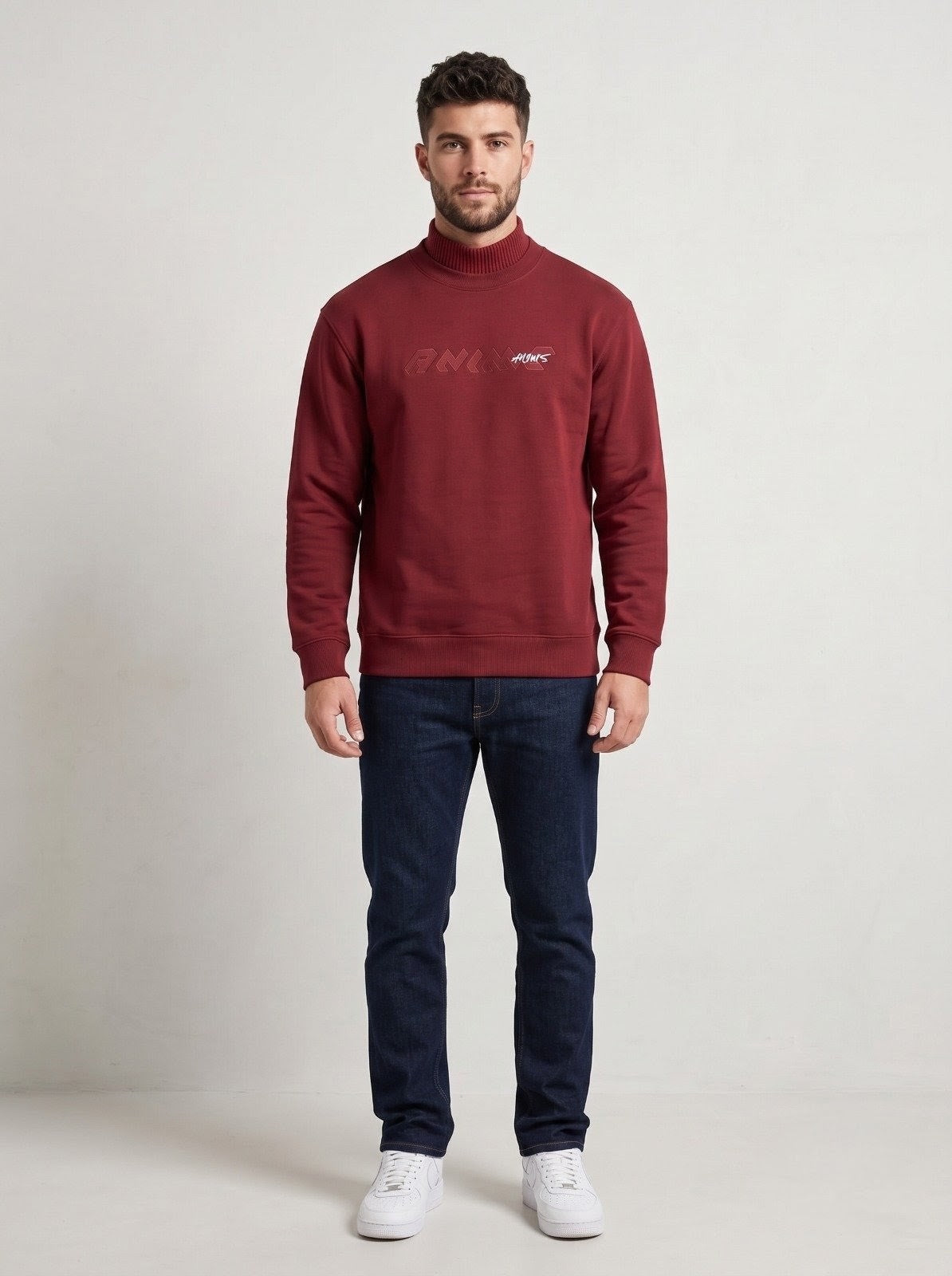 Maroon Ribbed Turtleneck Sweatshirt