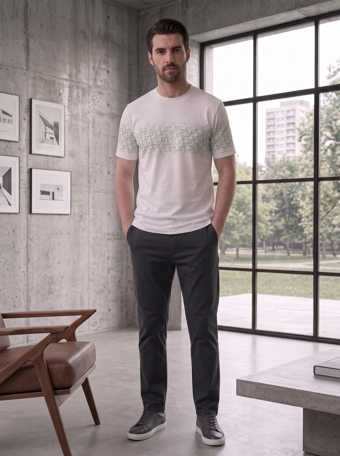 White Printed Regular Fit T-Shirt