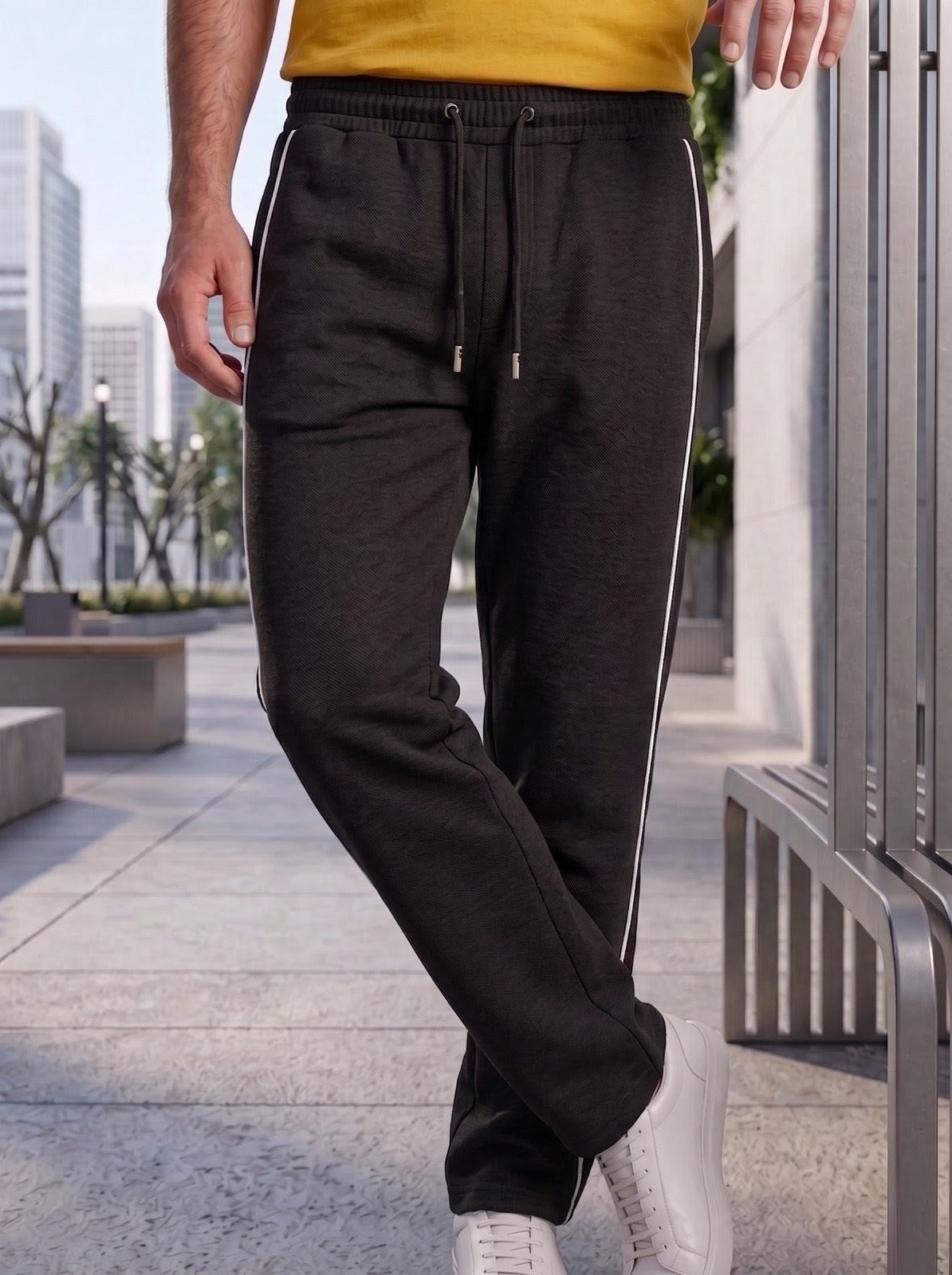 Black Regular Fit Track Pants