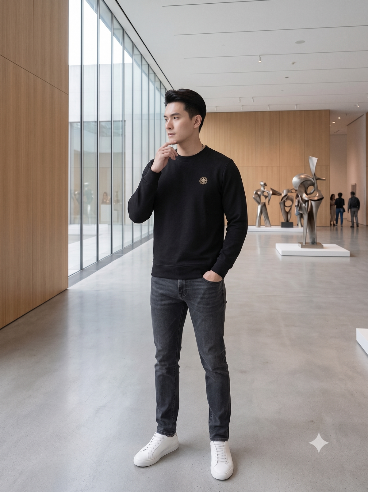 Men's Minimalist Black Emblem Sweatshirt
