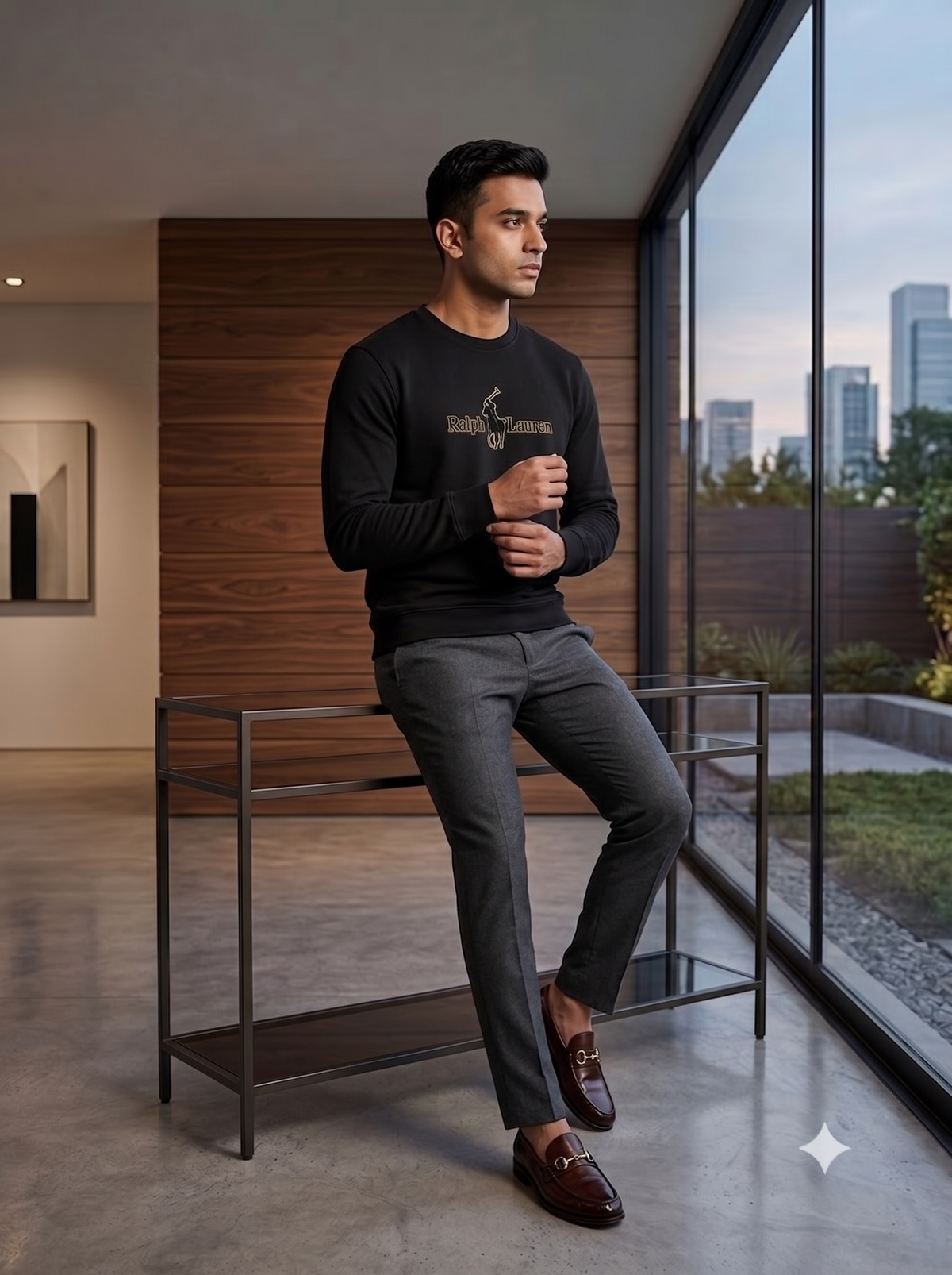 Men's Black Embroidered Logo Sweatshirt