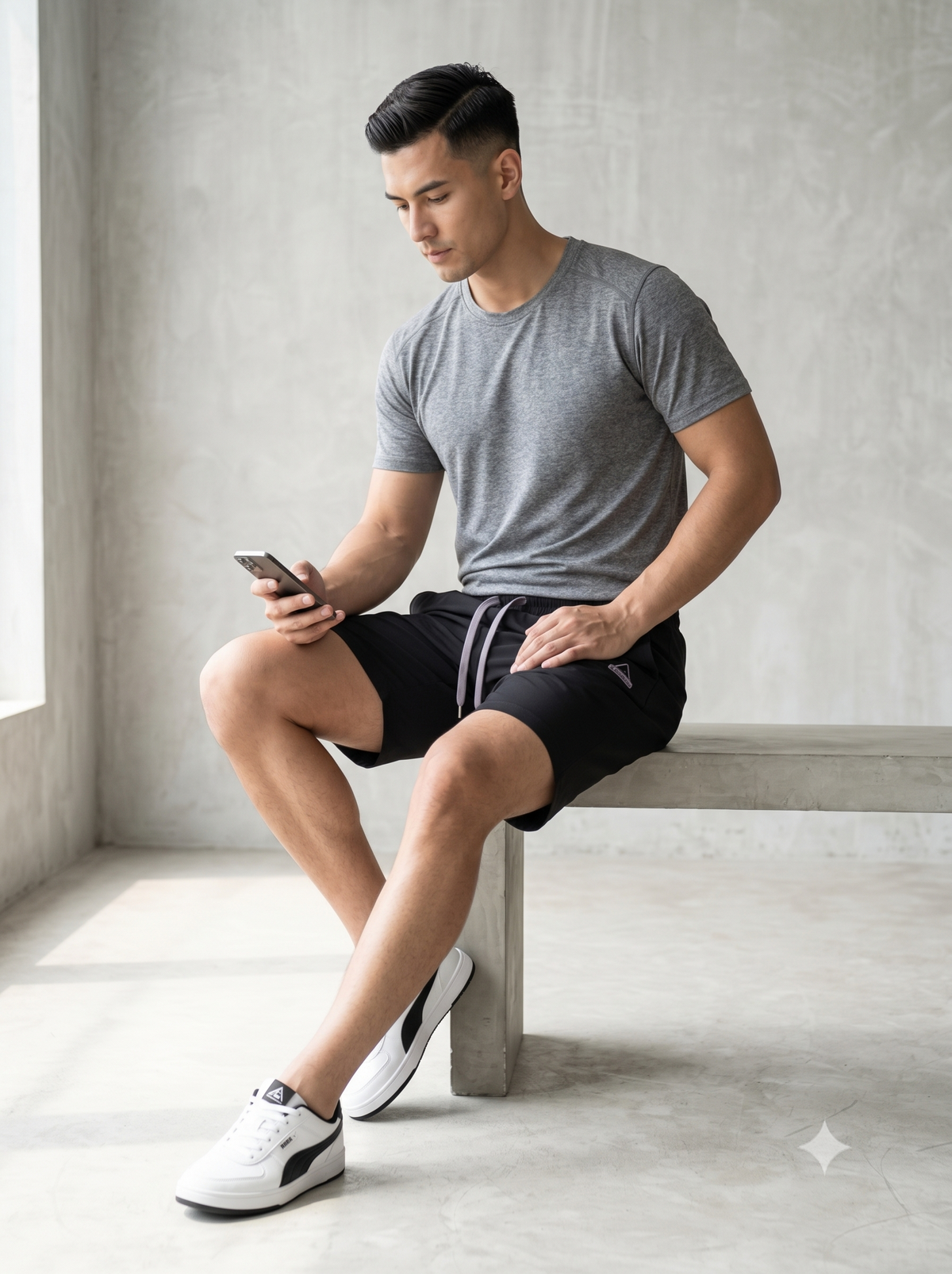 Men's Black Lightweight Athletic Shorts